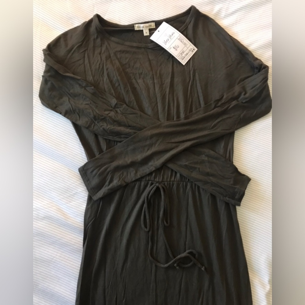 Stevie Hender olive Jersey long sleeve dress, size S